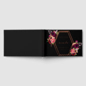 ブラックバラ金ゴールド幾何学的ブルゴーニュフローラ誕生日 ゲストブック (全面)