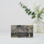 ブラックバラ金ゴールド水彩大理石インク&ゴールドフォイル 名刺 (スタンド正面)