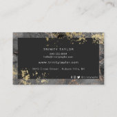 ブラックバラ金ゴールド水彩大理石インク&ゴールドフォイル 名刺 (裏面)
