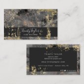 ブラックバラ金ゴールド水彩大理石インク&ゴールドフォイル 名刺 (正面/裏面)