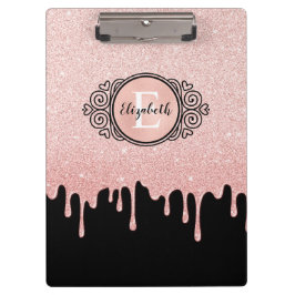 ブラックバラ金ゴールド滴下グリッターアーティスト クリップボード