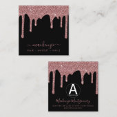 ブラックバラ金ゴールド滴下グリッタービジネスロゴ スクエア名刺 (正面/裏面)