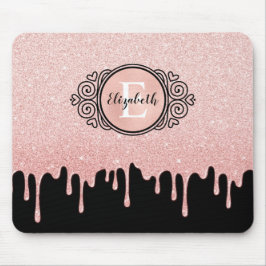 ブラックバラ金ゴールド滴下グリッター マウスパッド