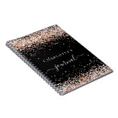 ブラックバラ金ゴールド紙吹雪名スクリプト仕訳帳 ノートブック (右側)