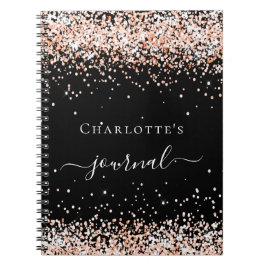 ブラックバラ金ゴールド紙吹雪名スクリプト仕訳帳 ノートブック