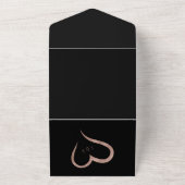 ブラックバラ金ゴールド結婚グリッターアールデコ オールインワン招待状 (外側)