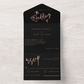 ブラックバラ金ゴールド結婚グリッターアールデコ オールインワン招待状 (内側)