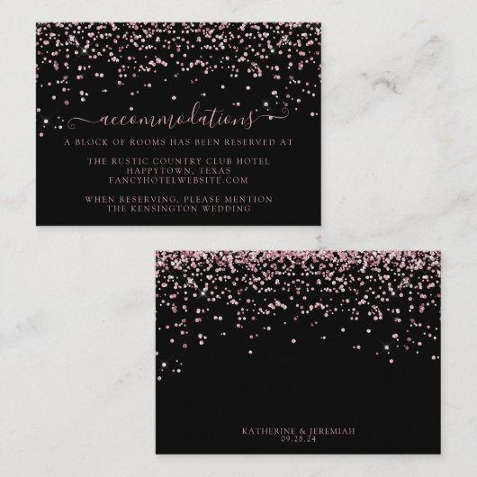 ブラックバラ金ゴールド結婚グリッター宿泊施設 エンクロージャーカード (正面/裏面)