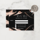 ブラックバラ金ゴールド結婚大理石応答RSVP ノートカード (正面/裏面インサイチュ)