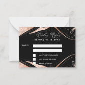 ブラックバラ金ゴールド結婚大理石応答RSVP ノートカード (正面)