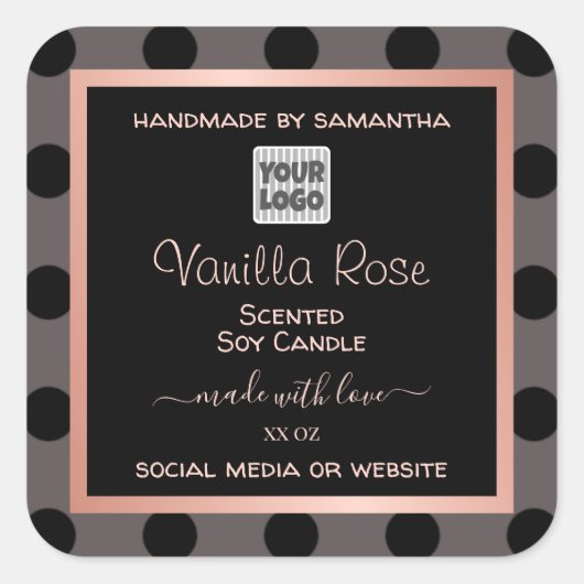 ブラックバラ金ゴールド製品パッケージラベル（ロゴ付き） スクエアシール (正面)