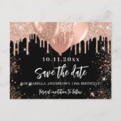 ブラックバラ金ゴールド誕生日パーティー日付を保存 案内ポストカード (正面)