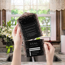 ブラックバラ金ゴールド赤面グリッター誕生日rsvp