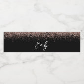 ブラックバラ金ゴールド赤面ピンクグリッターモノグラム ペットボトルラベル (シングルラベル)