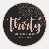 ブラックバラ金ゴールド30th Birthday Partyお気に入りシール ラウンドシール (正面)