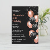 ブラックバラ金ゴールド39th birthday invitation Balloon 招待状 (スタンド正面)