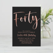 ブラックバラ金ゴールド40歳モダン誕生日 招待状 (スタンド正面)