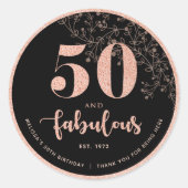 ブラックバラ金ゴールド50th Birthday Partyお気に入りシール ラウンドシール (正面)