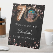 ブラックバラ金ゴールド70th photo birthday party welcome 台座サイン (インサイチュ)