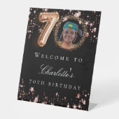 ブラックバラ金ゴールド70th photo birthday party welcome 台座サイン (正面)