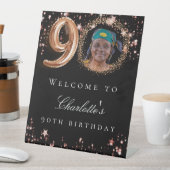 ブラックバラ金ゴールド90th photo birthday party welcome 台座サイン (インサイチュ)