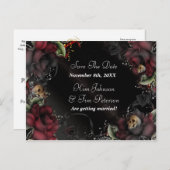 ブラックバラ+スカルゴシック結婚のポストカード 案内ポストカード (正面/裏面)