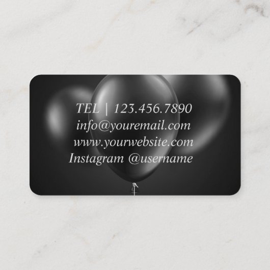 ブラックバルーンイベントパーティー計画名刺 名刺 (裏面)