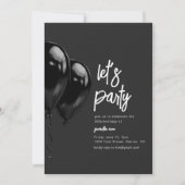 ブラックバルーンパーティーの招待状 招待状 (正面)