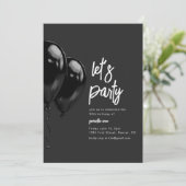 ブラックバルーンパーティーの招待状 招待状 (スタンド正面)