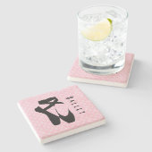 ブラックバレエシューズアンポインテ ストーンコースター (横)