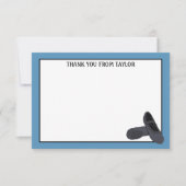 ブラックバレエ靴フパーソナライズされたラットパネル サンキューカード (正面)