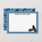ブラックバレエ靴フパーソナライズされたラットパネル サンキューカード (正面/裏面)