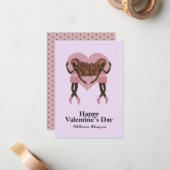 ブラックバレリナバレエダンスカスタムバレンティンズ ノートカード (正面/裏面インサイチュ)