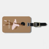 ブラックバレリーナアフローイラストレーションシックなスクリプト名 ラゲッジタグ (正面横)