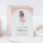 ブラックバレリーナインピンクドレスフローラ誕生日 招待状