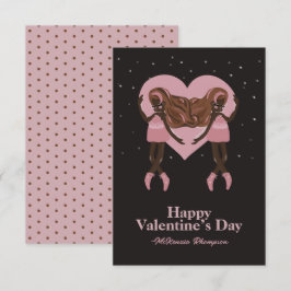 ブラックバレリーナバレエダンスバレンタインデー ノートカード