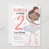 ブラックバレリーナバースデーパーティーへの招待 招待状 (正面)