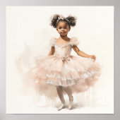 ブラックバレリーナ淡い色の、ピンクツツ、ポニーテール、リボン ポスター (正面)