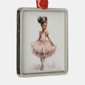 ブラックバレリーナ淡い色の、ピンクツツ、金ゴールドクラウン メタルオーナメント (右)