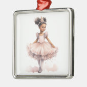 ブラックバレリーナ淡い色の、ピンクツツ、金ゴールドクラウン メタルオーナメント (左)