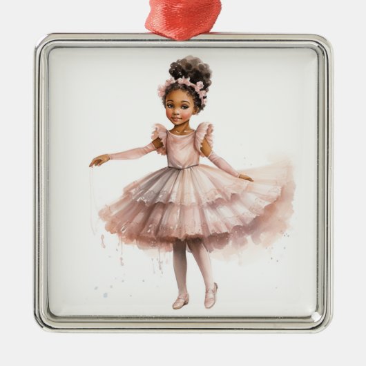 ブラックバレリーナ、ピンクツツ、ピンクフローラヘッドバンド メタルオーナメント (正面)