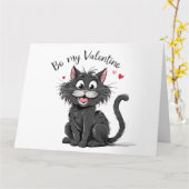 ブラックバレンタインデーの猫 カード (黄色い花)