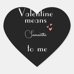 ブラックバレンタインデーカスタマイズ名スタンプ ハートシール