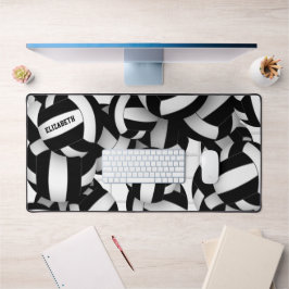 ブラックバレーボールチームカラーズスポーツパターン デスクマット