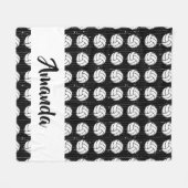 ブラックバレーボール木床パターン（の模様が）ある フリースブランケット (正面(横))