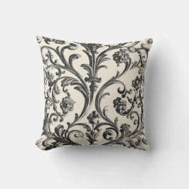 ブラックバロックフローラオンクリーム クッション