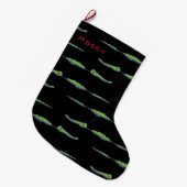 ブラックバーで泳ぐゲーター ラージクリスマスストッキング (正面 (吊り時))