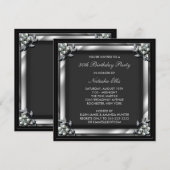 ブラックバースデーイベントパーティー招待状テンプレート 招待状 (正面/裏面)