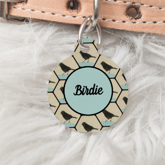 ブラックバーズオンティール（緑がかった色）ブルーパーチ ペット　ネームタグ