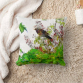 ブラックバードとローズヒップデザインクッション クッション (ブランケット)